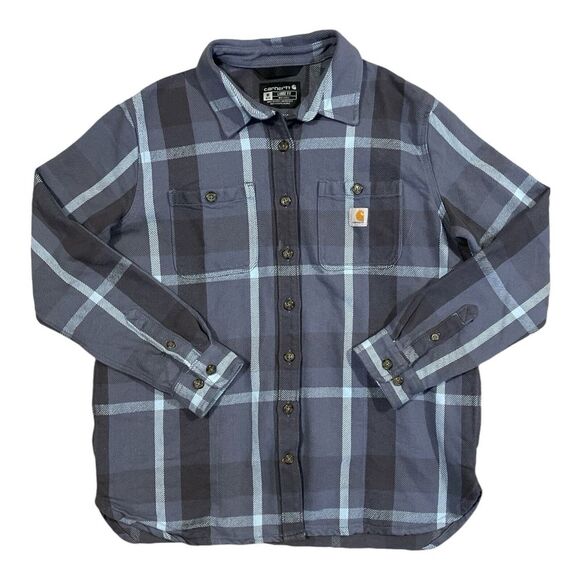 Carhartt Jackets & Blazers - Carhartt Women's Twill Woven Plaid Shacket Jacket Blue M (8/10)‎ Loose Fit